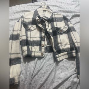 Cropped flannel jacket